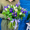 Видео обзор букета Леди Босс - букет из белых тюльпанов и ирисов